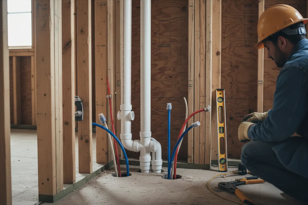 Drain and supply rough-in during Sump Pump Repair in Prospect